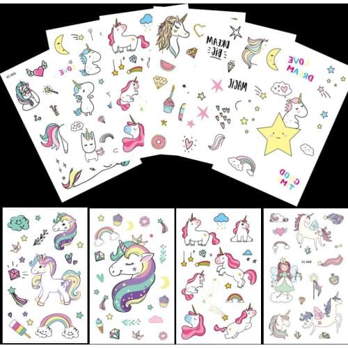 10pcs Unicorn Party Disposable Tattoo Sticker Baby Shower Decorations Unicorn Birthday Party DIY Decorations Kids Wedding Favors