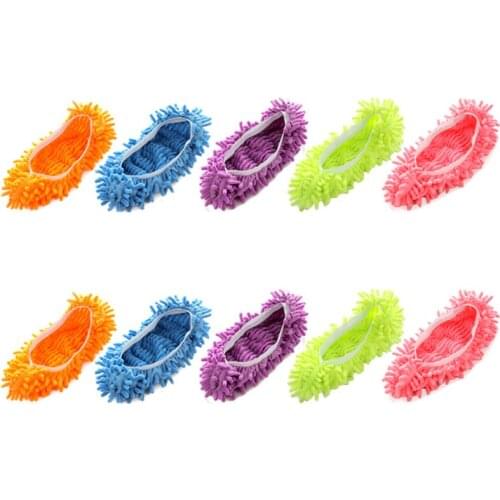 10pcs Chenille Dust Mop Slippers Foot Socks Mop Caps Multi-Function Floor Cleaning Lazy Shoe Covers Dust Hair Cleaner