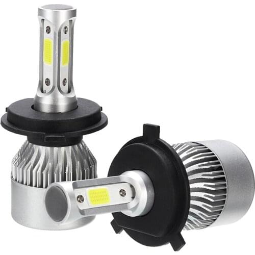 2pcs DC 9V-32V 3-sides Car Auto COB H4 LED Headlight Bulbs Hi/Lo Beam 6000K 9003 HB2 120W 360 Degrees IP65 Waterproof Lamp