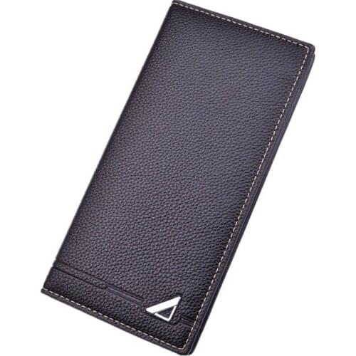 2020 Wallet Men Small Litchi Business Card Holder Men Wallets Money Bag Male Vintage Black Long Purse Leather Slim Wallets Thin