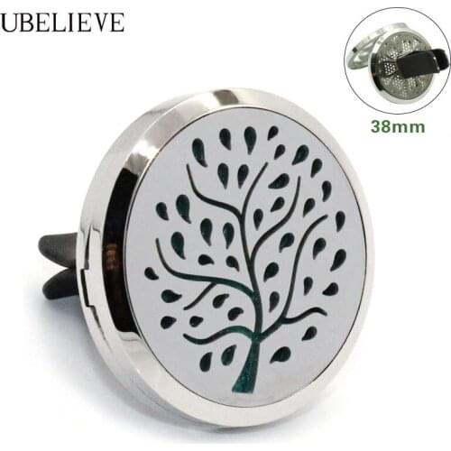 38mm Stainless Steel Essential Oil Diffuser Vent Clip For Car Air Freshener Aromatherapy Diffuser Locket Hollow Car Vent Clip