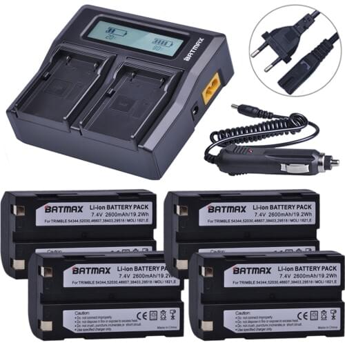 4Pcs 54344 Battery+LCD Rapid Dual Charger for Trimble 29518,46607,52030,38403,R8,5700,5800, R6, R7, R8, R8 GNSS GPS Receiver