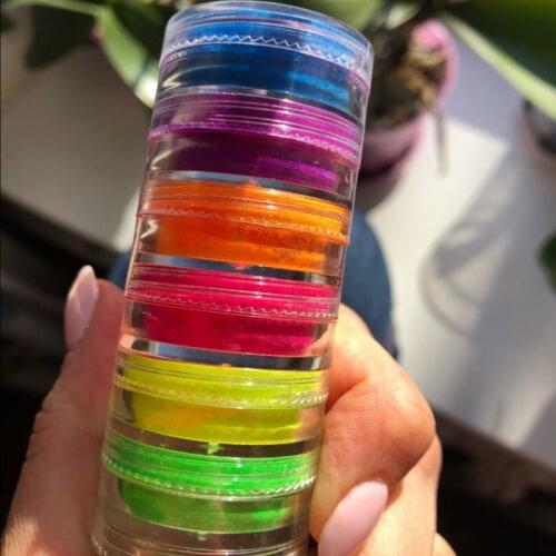 6 Colors/lot Fluorescent neon pigment 6 Stack Bundle "Fluorescent Pigment" For Eyes Face Makeup Nails Eyeliner Pigment,HJ8989-k
