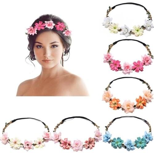 6pcs Women Charm Flower Tiara Wedding Floral Headband Hair Accessories Brid Garland Princess Wreath Girls Crown Headdress Party