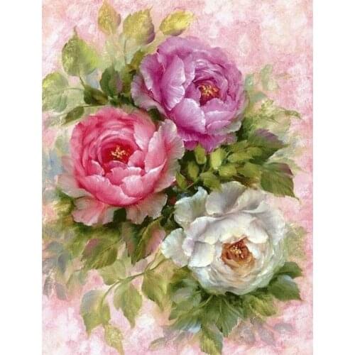 Canvas Size 5D Diamond Painting Flower Full Drill Square Diamond Embroidery Peony Handmade Gift Home Decor