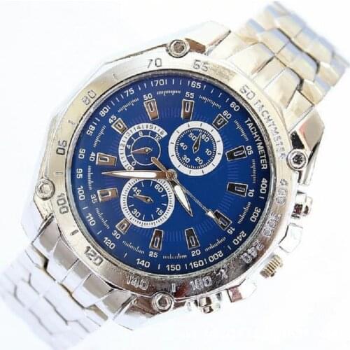 TOP METAL Men Watch wristwatch Student Business Stainless Steel watch analog quartz Man Fashion Silvered Golden Rim