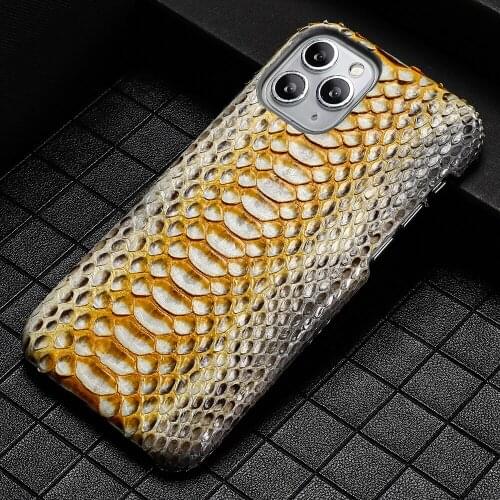 Genuine Python Leather Phone Case For iPhone 12 Pro Max 12 Mini 11 Pro Max X XS Max XR 5 6 6s 7 8 Plus SE 2020 Snakeskin Cover