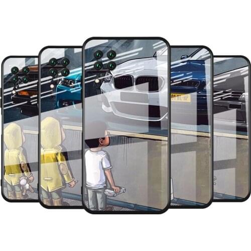 Tempered Glass Cover Cute little boy car For Huawei Y6 Y7 Y9 Y5P Y6P Y8S Y8P Y9A P Smart Z 2019 2020 2021 Phone Case