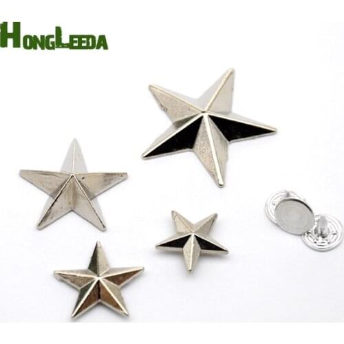 DIY 120sets/lot zinc alloy metal rivets star jeans button rivets with alum nail 22/18/15mm silver nickle ZD-018 free shipping