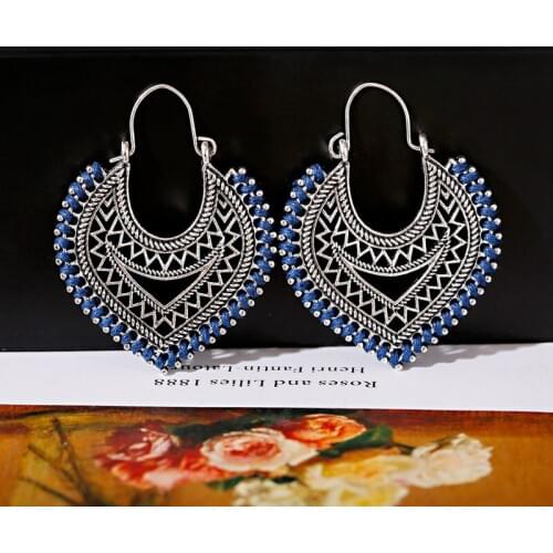 Ethnic Bohemia Silver Color Heart Alloy Earrings Women 2020 Charm Vintage Earrings Party Wedding Jewelry