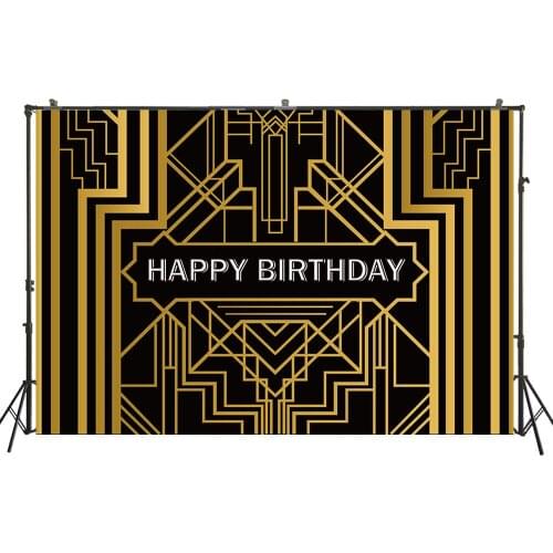Photography Backdrops Birthday Party Decor Banner Gold Black Adults Desserts Table Photo Background For Studio Photocall W4595