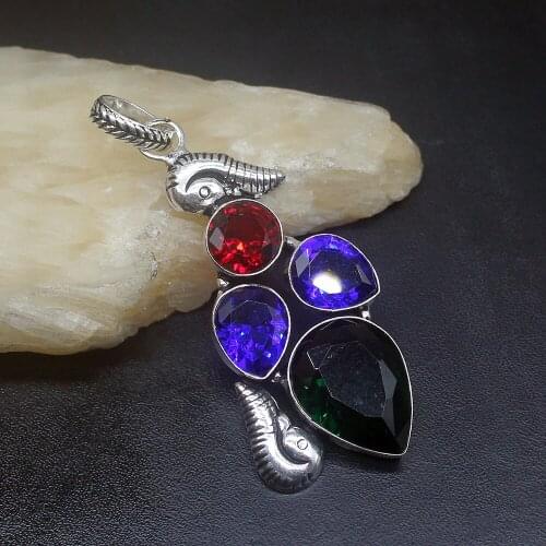 Gemstonefactory Jewelry Big Promotion 925 Silver Rare Stylish Multi Topaz Sunny Women Ladies Gifts Necklace Pendant 1252