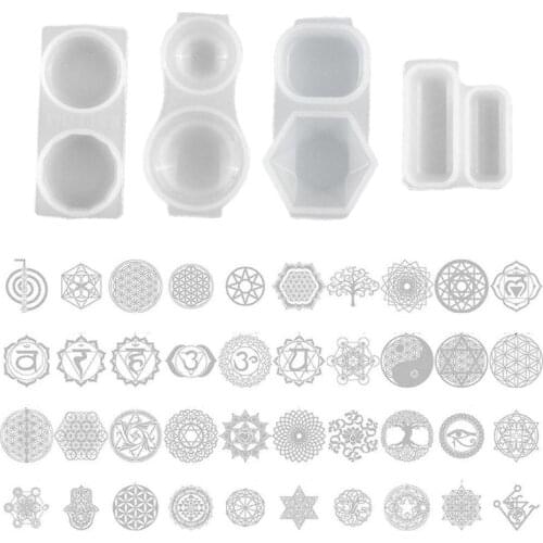 Faceted Round Orgonite Resin Pendant Mold Orgonite Stickers Silicone Resin Mold