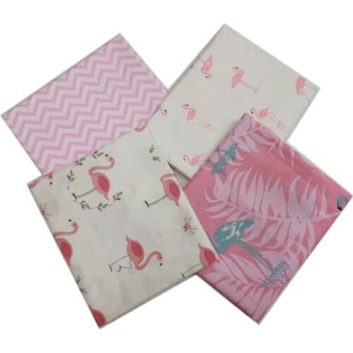 Printed Flamingo Twill Cotton Fabric By Half Meter for Patchwork Quilting Baby Bedding Sewing Cloth Material