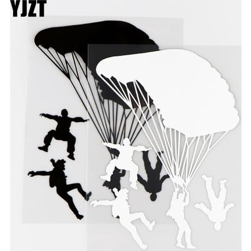YJZT 11.6×15.7CM Personality Car Sticker Vinyl Decal Extreme Sport Parachute Skydiving Silhouette Black / Silver 10A-0502