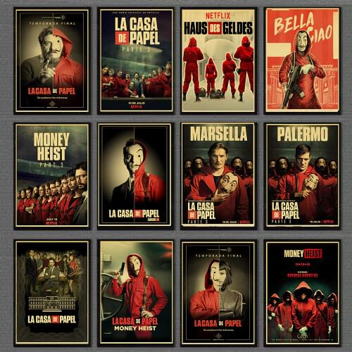 New Spanish movies Money Heist Season 3 high quality Retro painting, suitable for home / bedroom / Bar decoration