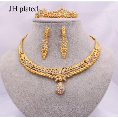 Jewelry sets for Women Dubai 24K gold color India Nigeria wedding gifts necklace earrings Bracelet ring set Ethiopia jewellery