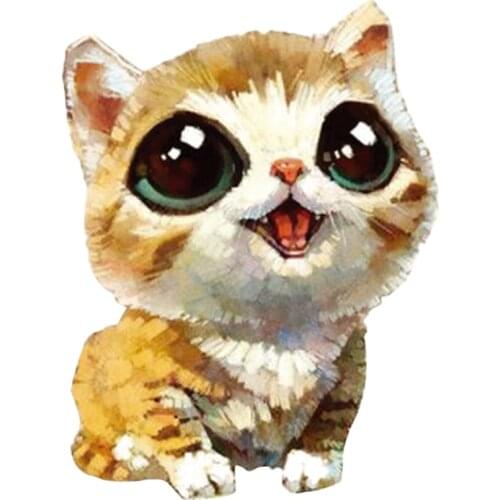 Summer Kawaii Cats Stickers Easy To Use For Kids Clothing Decoration Heat Transfer Stickers Washable Patches Diy Iron On Patches