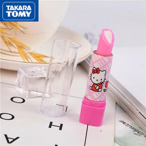TAKARA TOMY cute cartoon hello kitty pupils eraser lipstick oak simple creative childrens school supplies stationery