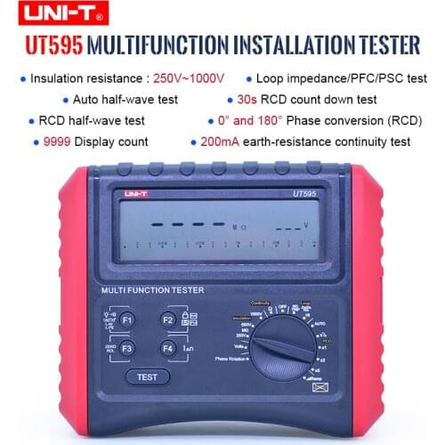 UNI-T UT595 digital RCD tester Multifunction Loop Testers Earth Ground Line Loop Impedance Tester Insulation Resistance Meter