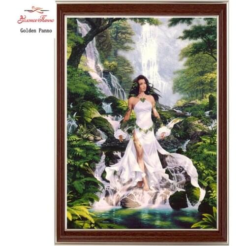 Golden Panno,Needlework,DIY DMC Cross stitch,Sets For Embroidery kit 14ct unprinted cotton thread Forest fairy Cross-Stitching