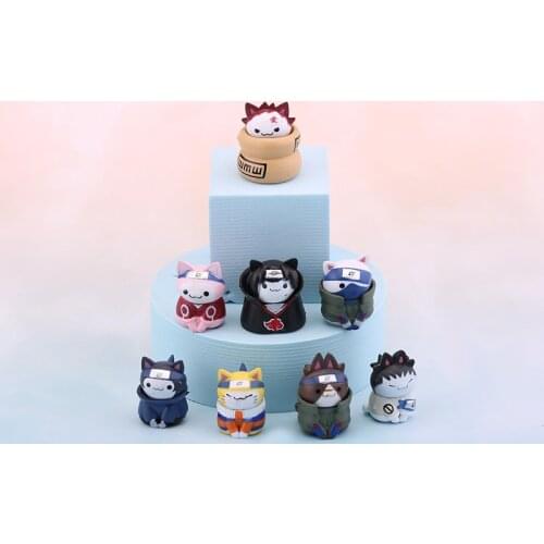 New Kawaii Cat naruto Anime Figure naruto Kitten Sasuke Kakashi Gaara Haruno Sakura Itachi Shikamaru Dolls Kawaii Toys Kid Gifts