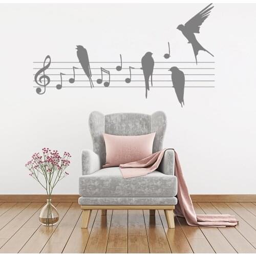 Newly Arrivals Wall Decal Notes Music Birds Romantic Bedroom Vinyl Sticker Unique Gift Design Home Decor Living Room Mural LC081