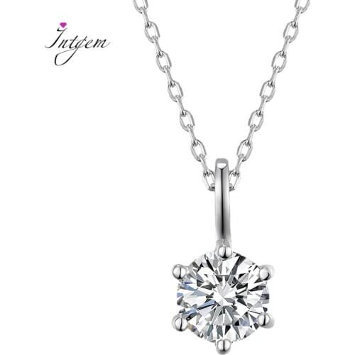 Moissanite Necklace 1ct 6.5mm EF VVS Round 18K White Gold Plated 925 Silver Diamond Test Passed Jewelry Gift Simple Design Chain