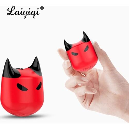 Laiyiqi devil wireless portable speaker ultra mini enceinte bluetooth selfie voice prompt cartoon lanyard Christmas gift TWS BT
