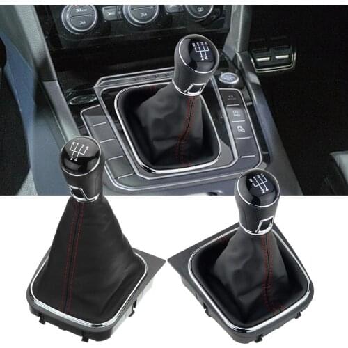 For VW Golf 4 Mk4 1998 1999 2000 2001 2002 2003 2004 2005 2006 5 Speed Gear Lever 23mm Hole Car Shift Knob Leather Boot Red Line