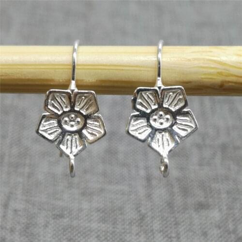 4 Pairs of 925 Sterling Silver Lotus Flower Earring Ear Wire Hooks for Yoga