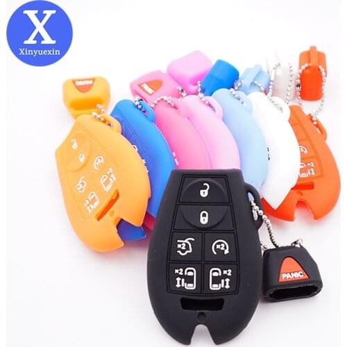Xinyuexin Silicone Car Key Case Cover 7 Buttons for Jeep Commander Dodge Grand Caravan for Chrysler Town Country Car Accessory