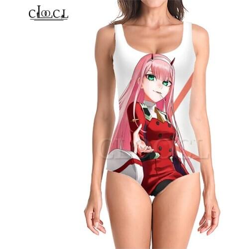 CLOOCL Anime Darling In The Franxx Zero Two 3D Print Girls One-piece Swimsuit Bathing Suit Sleeveless Slim Sexy Swimwear Summer