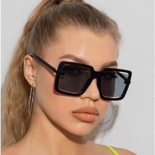 2021 Vintage Square Oversized Sunglasses Men Women Luxury Brand Fashion Big Frame Sun Glasses Jelly Color Eyewear Beach Goggles