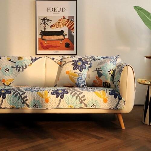 Modern Cartoon Sun Flower Sofa Cover Cotton Non-Slip Sofa Towel Chair Covers Mats Living / Drawing Room Decorative L-Shaped
