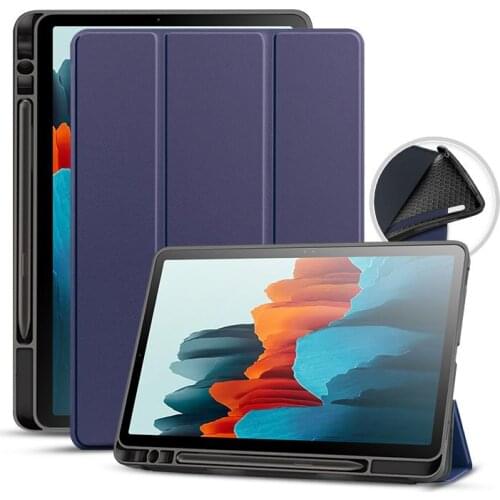 Smart Case for Samsung Galaxy tab S7 SM-T870 T875 Cover with Pencil Holder Soft TPU Back Shell Magnetic Funda Capa Pen Tray