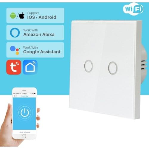 WiFi Switch Smart Wall Touch Switch EU Standard Light Switch Panel APP Control Works With Alexa Google Home Mini