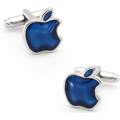 Mens Apple Cuff Links Copper Material Blue Color