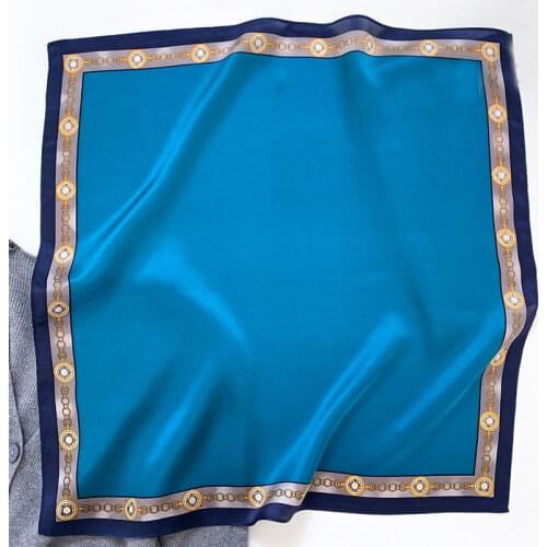 2021 Fashion Women Summer 100% Silk Neck solid Scarf for Hair Headband Luxury Design Print Square Scarves Lady Bandana Kerchief