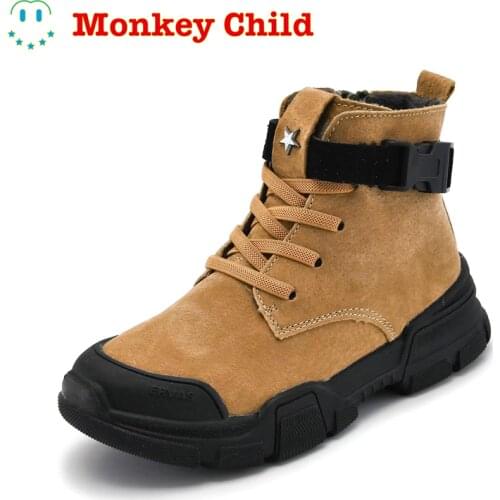 Winter New Kids Ankle Boots Fashion Vintage Boys Martin Boots For Children Waterproof Boots Girls Snow Sneakers Outdoor Non-slip