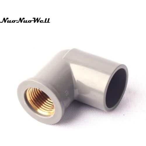 1pcs NuoNuoWell PVC 1/2"-25mm 90 Degre Pipe Brass Female Thread Connector Garden Hose Parts Irrigation Watering System Fittings