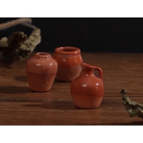 1Pc Dollhouse Miniatures 1:12 Mini Ceramic Pot DIY Handmade Doll House Kitchen Ceramic Ornament Decoration vase
