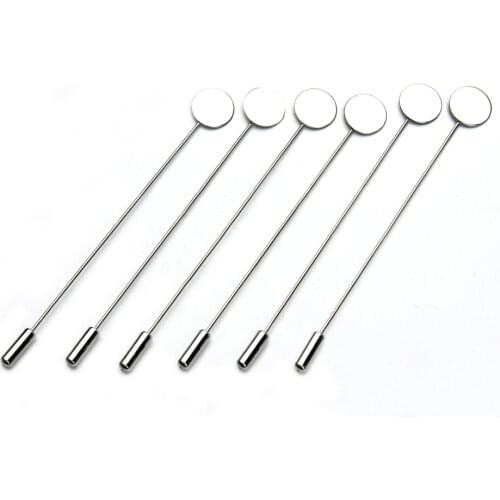 10pcs 95mm Silver Color Copper Hat Brooch Pins 12mm Cabochon Settings DIY Jewelry Findings Brooch Lapel Pin Base for Women Men