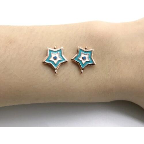 10pcs/lot Fashion Jewelry Star Shape Dripping Oil Connector For Jewelry Making DIY Bracelets