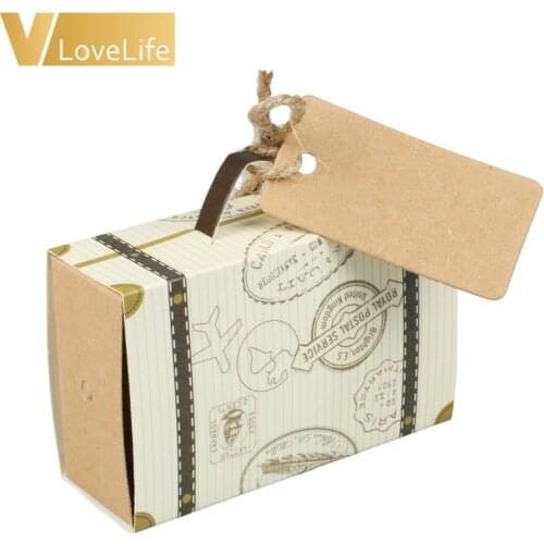 10pcs Vintage Wedding Favor Suitcase Candy Box Mini Chocolate Boxes Sweet Bags for Wedding Favors and Gifts Decoration
