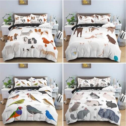 Cartoon Animal Patterns Bedding Set Bedclothes King Queen Single Size Duvet Cover Set With Pillowcase Bedroom Decor 2/3Pcs