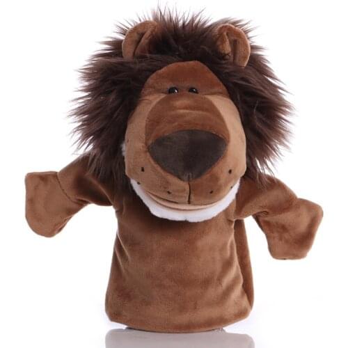 25cm Animal Hand Puppet Lion Plush Toys Baby Educational Hand Puppets Cartoon Pretend Telling Story Doll Toy for Children Kids