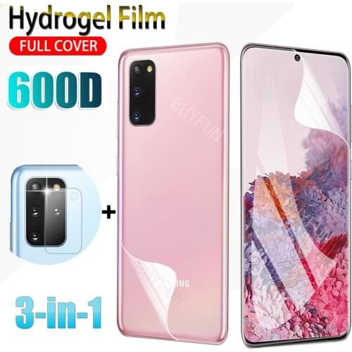 3-in-1 Front Back Lens Protective Hydrogel Film For Samsung Galaxy S8 S20Ultra S9 S10 S20 S10 E Screen Protector Film Not Glass