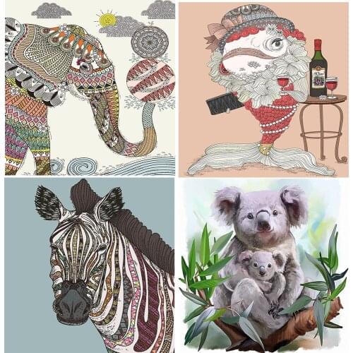 5D DIY Penguin, Fathead Fish Lady Series Diamond Paintings Square/Round Diamond Animal Pictures Home Decoration Paintings