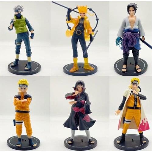 18CM 6PCS Anime Naruto Shippuden Hinata Sasuke Itachi Kakashi Gaara Jiraiya Sakura Q Version PVC Figures Toys Dolls Kid Gift